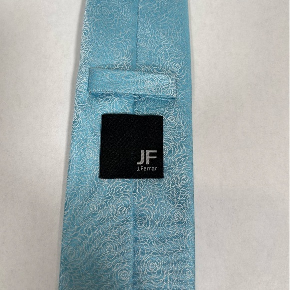 2 for$15 JF J. Ferrar Light Blue Tie with Floral Pattern - Picture 4 of 8